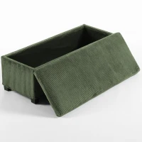 HOMCOM Banc de Rangement, Bout de Lit en Velours Côtelé avec Couvercle, pour Salon, Chambre, Entrée, 112x42x40 cm, Vert Clair(m-10)