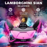 HOMCOM Elektryczny samochód dla dzieci, Lamborghini, 3-5 km/h, Pilot, dla dzieci 3-5 lat, Różowy(m-4)