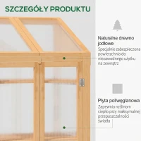 Mini szklarnia drewniana 70x50x120 cm, brązowa, wczesne siewy(m-4)