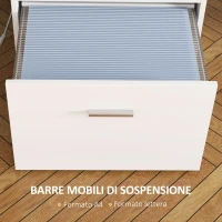 HOMCOM Scrivania Ufficio con 2 Tavoli, 4 Ripiani, 3 Cassetti e Supporto per Monitor, in Legno, 138.5x90x92 cm, Bianco(m-6)