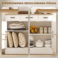HOMCOM Komoda z miejscem do przechowywania, 2 szuflady, regulowana półka, do kuchni, salonu, korytarza, drewno naturalne, biały(m-5)