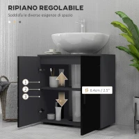 kleankin Mobile Sottolavabo Bagno per Piedistallo con Armadietto 2 Ante, 60x30x60cm, Nero(m-5)