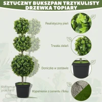 HOMCOM Zestaw 2 Sztucznych Buxusów Duży 100cm, Sztuczne Rośliny w Doniczce, Drzewko Sztuczne Jak Prawdziwe do Salonu Sypialni Biura Ogrodu Nowoczesna Dekoracja Prezent(m-4)