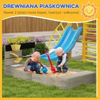 Outsunny Piaskownica z Kuchnią, Zlewem, 2 Skrzynkami na Rośliny, Sosna, 154x80x60cm, Szara(m-4)