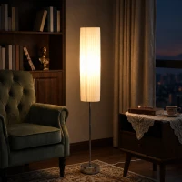 HOMCOM Lámpara de Pie Moderna para Dormitorio Estudio Salón (2 E27 Bombilla) Interruptor de y Bajo Consumo con Base de Acero Inoxidable 120 cm Blanco(m-2)
