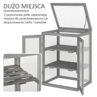 Outsunny 3 Poziomy Szklarnia Tunelowa Na Rośliny Warzywa Teł Gastronomiczny z Dwiema Drzwiami z Drewna i Poliwęglanu Odporny na Warunki Atmosferyczne Nośność do 15 kg (na półkę) 58 x 44 x 78 cm(m-6)