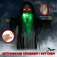 Hanging Monster 183 cm z zielonymi LED, dźwięk Halloween(m-6)
