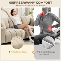 Narożna Sofa HOMCOM z Zmiennym Narożnikiem, Zintegrowane Siedzisko, Duża 3-osobowa Sofa w Kształcie Litery L z Sprężynowym Siedziskiem, 2 Poduszki, Stalowa Rama, Sofa do Salonu, Kolor Beżowy(m-5)