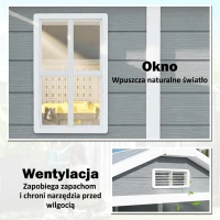 Outsunny 4 x 6ft Garden Shed, Plastic Shed with Floor, Window, Lockable Door and Vents, Resin Tool Shed for Outdoor Patio, Grey(m-5)