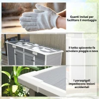 Outsunny Casetta da Giardino in Resina con Pavimento, 2 Porte con Blocco, Finestra, 2.4 x 1.3 m, Grigio(m-9)