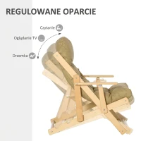 HOMCOM Fotel Akcentowy, Fotel Relaksacyjny, Regulowane Oparcie, Rama z Drewna Bukowego, do 120 kg, Brązowy(m-4)