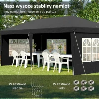 Outsunny Pawilon 3x6m wodoodporny składany z 4 ścianami, okna, UV, torba, czarny(m-5)