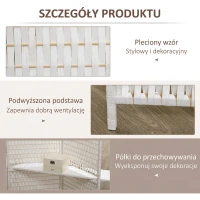 HOMCOM Parawan 4-częściowy 181 x 180 cm, Składany, z 2 półkami wykonany z drewna sosnowego i bambusa, do sypialni, biały(m-6)