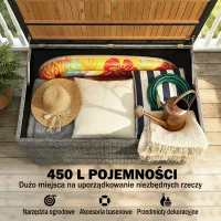 Outsunny Skrzynia ogrodowa 450 L technorattan wodoodporna z pokrywą FSC sprężyny gazowe wkładka(m-5)