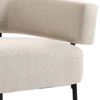 HOMCOM Fauteuil voor Woonkamer, Loungestoel met Dik Kussen, Gestoffeerde Relaxstoel in Linnenlook met Stalen Frame, Beige(m-12)
