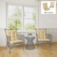 Outsunny Set 2 Cuscini per Sedie da Esterno con Lacci di Fissaggio, in Poliestere e Cotone, 120x50x8 cm, Beige(m-7)
