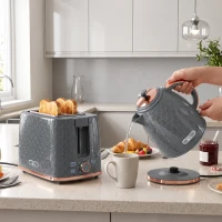 HOMCOM 1.7L 3000W Fast Boil Kettle & 2 Slice Toaster Set, Kettle and Toaster Set with Auto Shut Off, Browning Controls, Grey(m-10)