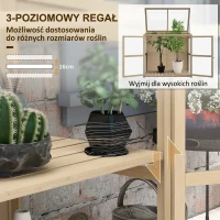 Outsunny Szklarnia drewniana Doniczka 2-poziomowa szklarnia z podwójnymi drzwiami, oknem dachowym, wiatroodporna donica, do ogrodu, balkonu, natury, 103 x 61 x 103 cm(m-5)