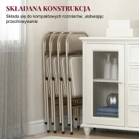 HOMCOM Zestaw 4 składanych krzeseł, przenośne biurowe krzesła, nogi stalowe, składane krzesło do biura, recepcji, poczekalni, wygląd lnu, beżowe(m-6)
