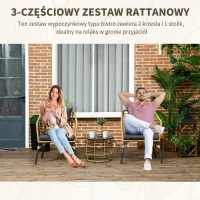 Zestaw mebli ogrodowych rattanowych 3-częściowy z poduszkami(m-6)
