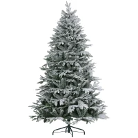 HOMCOM Albero di Natale Innevato 182.88cm con 2531 Rami Alto e Stretto con Base Pieghevole, Verde(m-1)