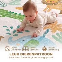 AIYAPLAY Babyspeelmat met dierenbosmotief, zacht flanel, 150 x 200 cm, antislip en waterafstotend, 0-3 jaar(m-6)