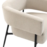 HOMCOM Fauteuil voor Woonkamer, Loungestoel met Dik Kussen, Gestoffeerde Relaxstoel in Linnenlook met Stalen Frame, Beige(m-11)
