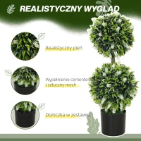 HOMCOM Zestaw 2 sztucznych drzewek lawendowych, wysokość 70 cm, sztuczne rośliny w doniczkach, UV-odporne kwiaty sztuczne, idealne do salonu sypialni biura ogrodu(m-4)