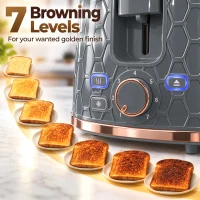 HOMCOM 1.7L 3000W Fast Boil Kettle & 2 Slice Toaster Set, Kettle and Toaster Set with Auto Shut Off, Browning Controls, Grey(m-6)