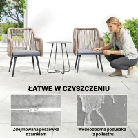 Outsunny Zestaw 2 krzeseł ogrodowych, odporne na warunki atmosferyczne, z podłokietnikami, poduszkami, ramą metalową, do 120 kg, jasnoszary(m-7)
