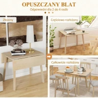 HOMCOM Stół rozkładany, drewniany, dla 2-4 osób, naturalny kolor(m-4)