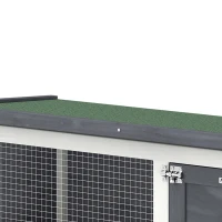 PawHut Conejera de Madera, Jaula para Conejos Medianos con Techo Asfáltico Abatible Bandeja Extraíble Puerta con Pestillo Gris(m-11)