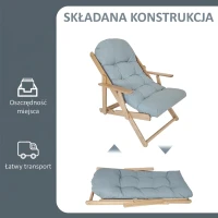 HOMCOM Fotel akcentowy, fotel relaksacyjny, regulowane oparcie, rama z drewna bukowego, do 120 kg, Jasnoszary(m-6)