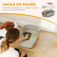 PawHut Trasportino per Gatti e Cani Piccoli Fino 4 kg in Plastica con Finestra Superiore, 49x32x31 cm, Grigio(m-8)