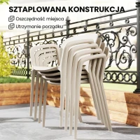 Outsunny Zestaw 4 krzeseł ogrodowych, plastikowe, odporne na warunki atmosferyczne(m-6)