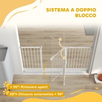 PawHut Cancellino per Cani a 3 Estensioni con Larghezza Regolabile 74-148 cm e Chiusura Automatica, Bianco(m-5)
