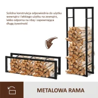 Stojak na drewno kominkowe HOMCOM dla wnętrz i eksteriorów, Metal, 60 x 25 x 150 cm(m-6)