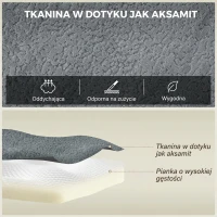 HOMCOM Modułowa narożna sofa, sofa w kształcie U z szerokimi i głębokimi siedziskami, 2 pufy, ciemnoszara(m-5)