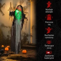 Hanging Monster 183 cm z zielonymi LED, dźwięk Halloween(m-7)