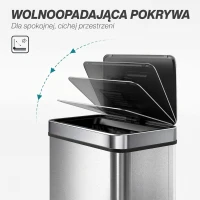 HOMCOM Kosz na śmieci 50L z czujnikiem, automatyczna pokrywa, stal nierdzewna, wielofunkcyjny, srebrny(m-7)