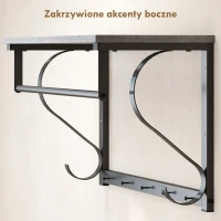 HOMCOM Wieszak ścienny montowany, haczyki na ubrania, 5 haczyków, górna półka, wszechstronny, szary(m-5)