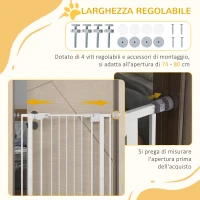 PawHut Cancellino per Cani Regolabile Alto con Porta Piccola e Chiusura Automatica, 74-80x104cm, Bianco(m-6)