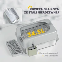 PawHut Toaleta dla kota, stal nierdzewna, łopatka(m-5)
