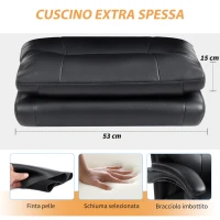 HOMCOM Sedia per Scrivania ad Altezza Regolabile e Reclinabile fino a 135°, in Pelle PU Nera, 65x76x113-121 cm(m-5)