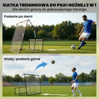 SPORTNOW Rebounder piłkarski, 2-w-1 Dwustronny Składany Rebounder z Siatką, 200 x 94 cm, Czarny(m-4)
