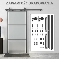HOMCOM 91.4 x 203.2cm Sliding Door with 183cm Sliding Glass Door Hardware Kit Included Floor Guide & Soft Mechanism, Easy Assembly, Black(m-7)