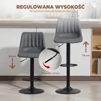 HOMCOM Zestaw 2 hokerów w stylu retro, z podnóżkiem, regulowane, 43 cm x49,5 cm x 111 cm(m-5)