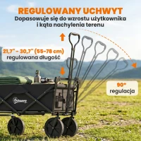 Outsunny Wózek Ogrodowy z Daszkiem, składany, pojemność 110L, rama stalowa, 97x52x105 cm, czarny(m-5)