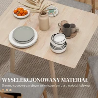HOMCOM Stół rozkładany, drewniany, dla 2-4 osób, naturalny kolor(m-5)