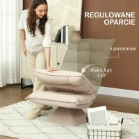 HOMCOM Fotel podłogowy z regulowanym oparciem, beżowy(m-4)